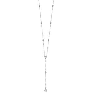 14K WG 1/3 ct. tw. Diamond Bezel set Lariat Necklace