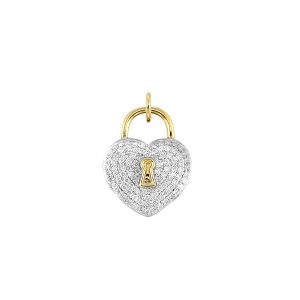 14K YG 1/3 ct. tw. Diamond Pave Heart Lock Charm
