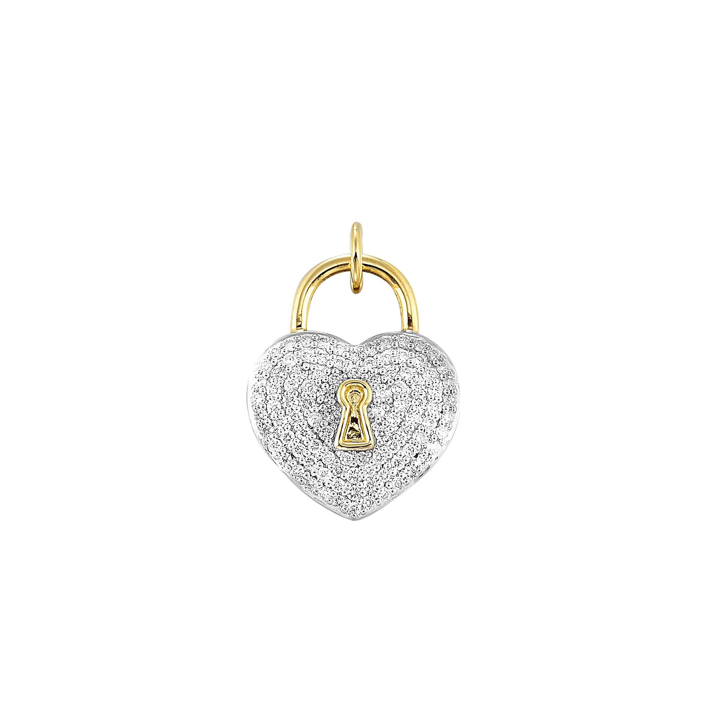 14K YG 1/3 ct. tw. Diamond Pave Heart Lock Charm