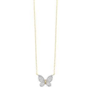 14K YG 1/5 ct. tw. Diamond Pave Butterfly Necklace