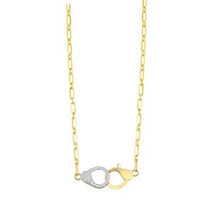 14K YG 1/5 ct. tw. Diamond Charm Connector Paperclip Necklace