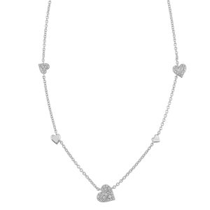 Silver Heart Station Necklace