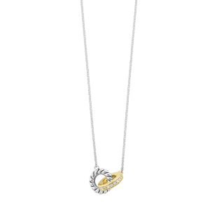 Silver YG 1/6 ct. tw. Diamond Interlink Circle Perfect Love Fashion Pendant