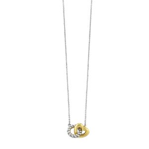 Silver YG Mixed Metal Interlink Heart Perfect Love Fashion Pendant