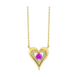 10K YG 1/20 ct. tw. Diamond & 1/6 ct. tw. Amethyst Heart Pendant