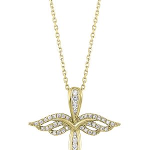 10K YG 1/7 ct. tw. Diamond Cross Pendant
