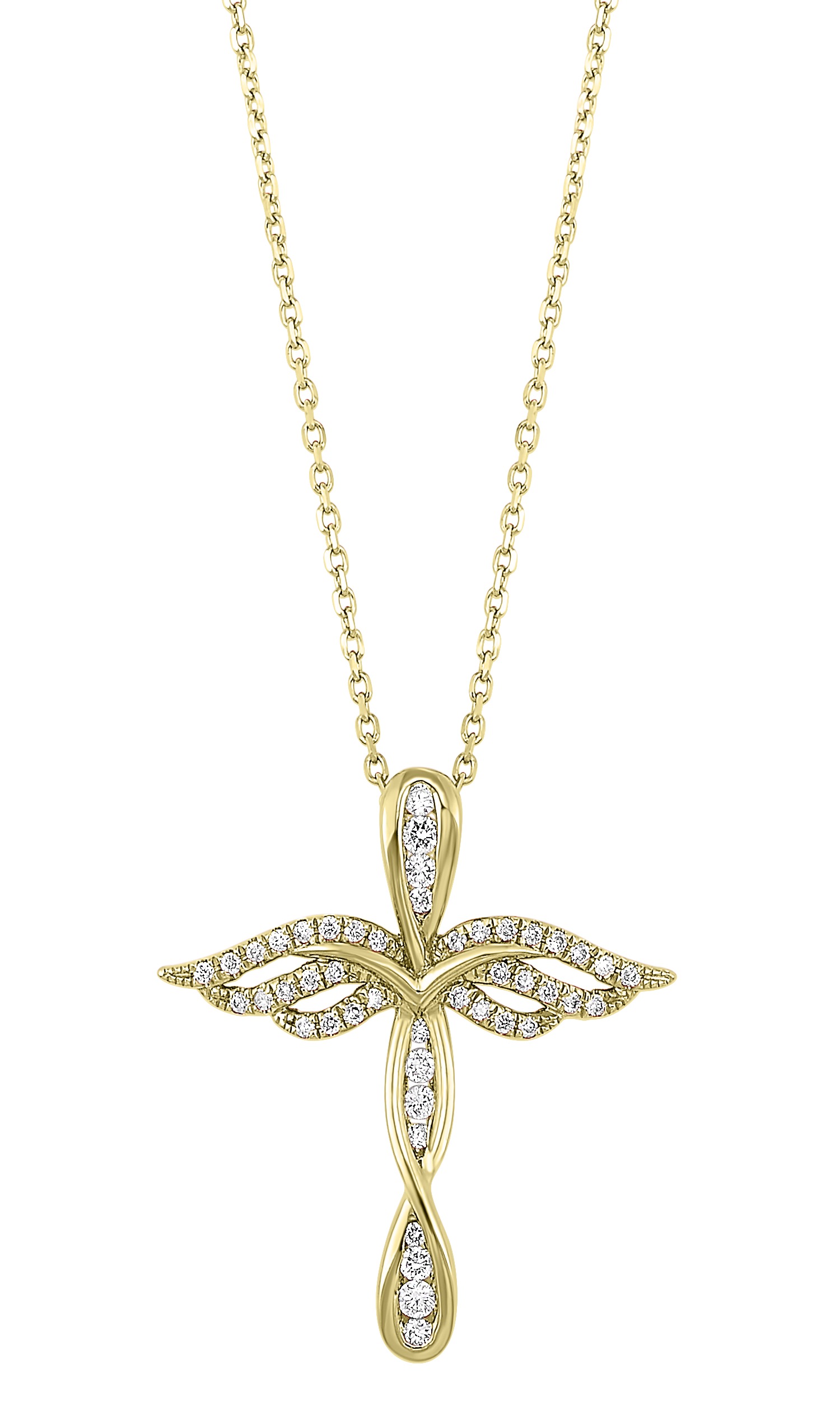 10K YG 1/7 ct. tw. Diamond Cross Pendant