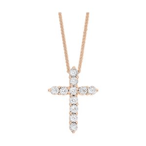 10K RG 1/10 ct. tw. Diamond Cross Pendant