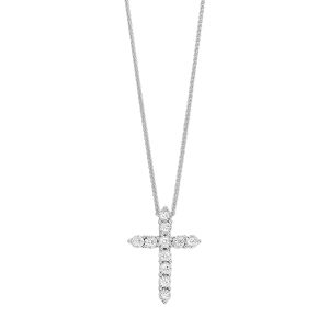 10K WG 1/10 ct. tw. Diamond Cross Pendant