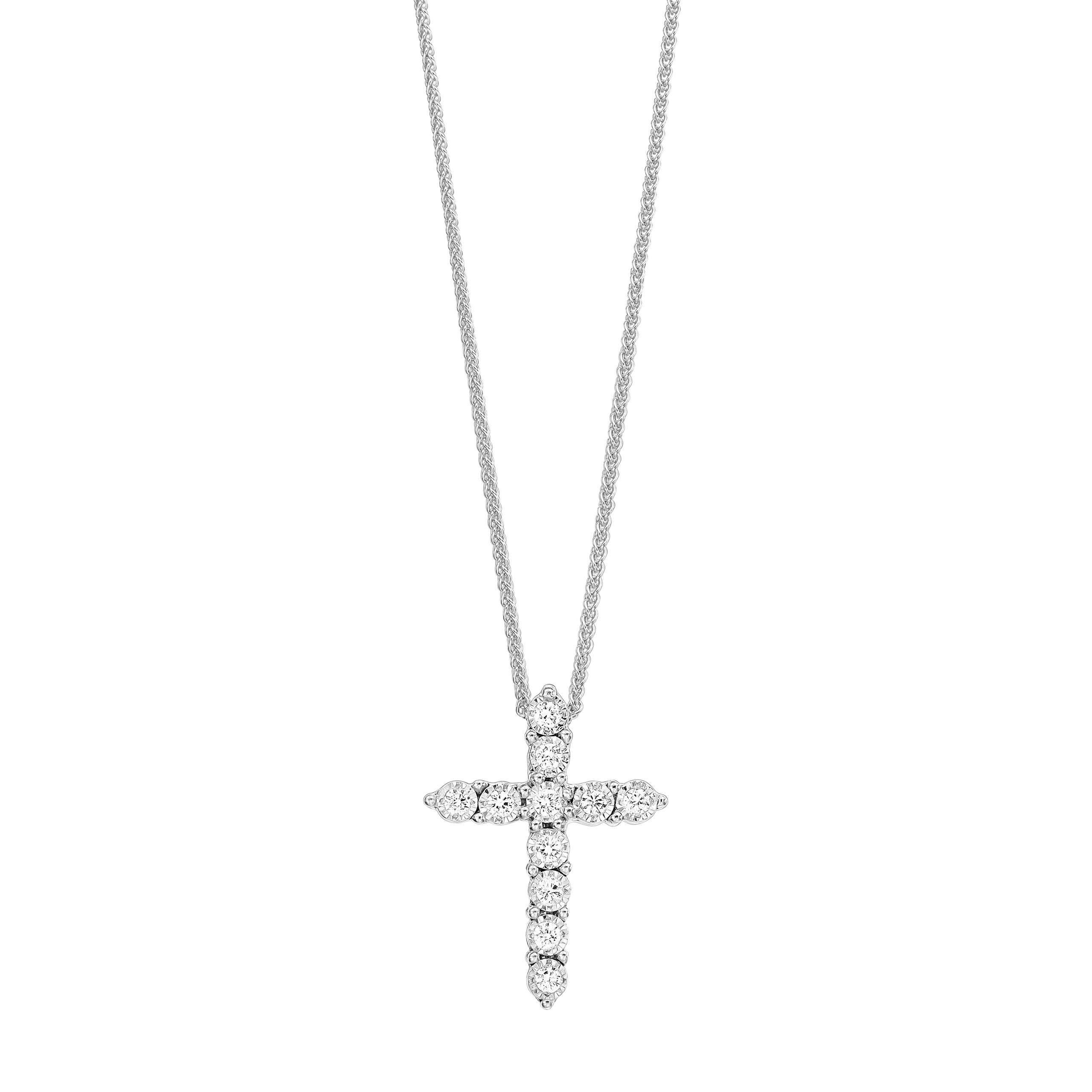 10K WG 1/10 ct. tw. Diamond Cross Pendant