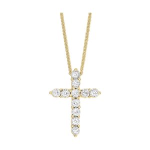 10K YG 1/10 ct. tw. Diamond Cross Pendant