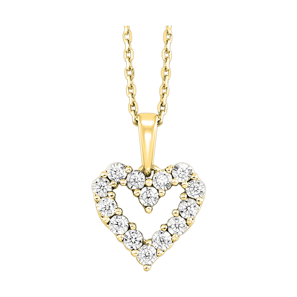 10K YG 1/10 ct. tw. Diamond Heart Pendant