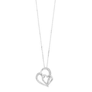 Silver 1/20 ct. tw. Diamond Interlink Heart Pendant