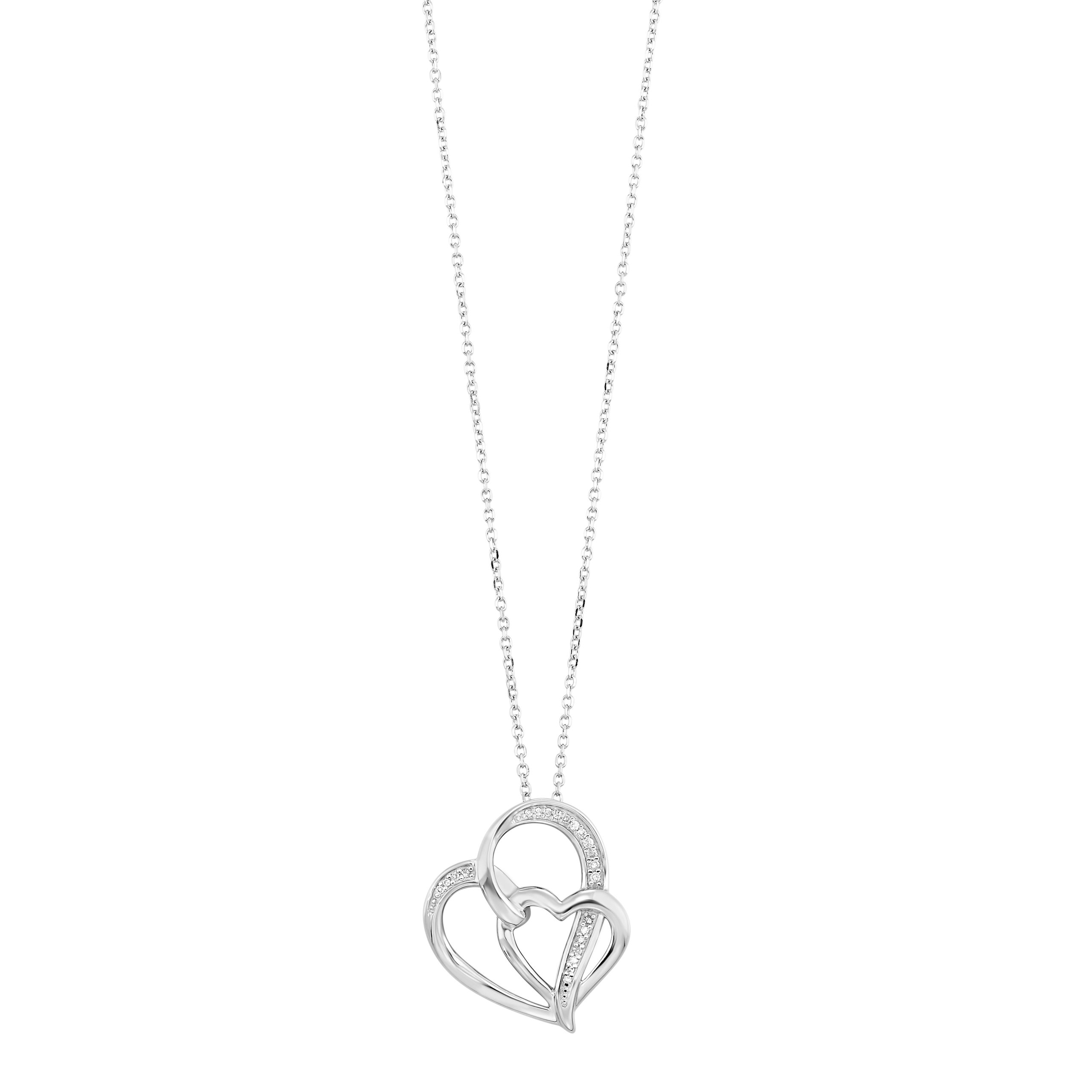 Silver 1/20 ct. tw. Diamond Interlink Heart Pendant