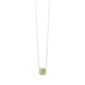 10K WG 1/15 ct. tw. Diamond Halo & 1/2 ct. tw. Peridot Pendant