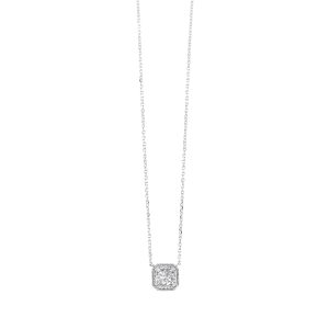 10K WG 1/15 ct. tw. Diamond Halo & 3/8 ct. tw. White Topaz Pendant