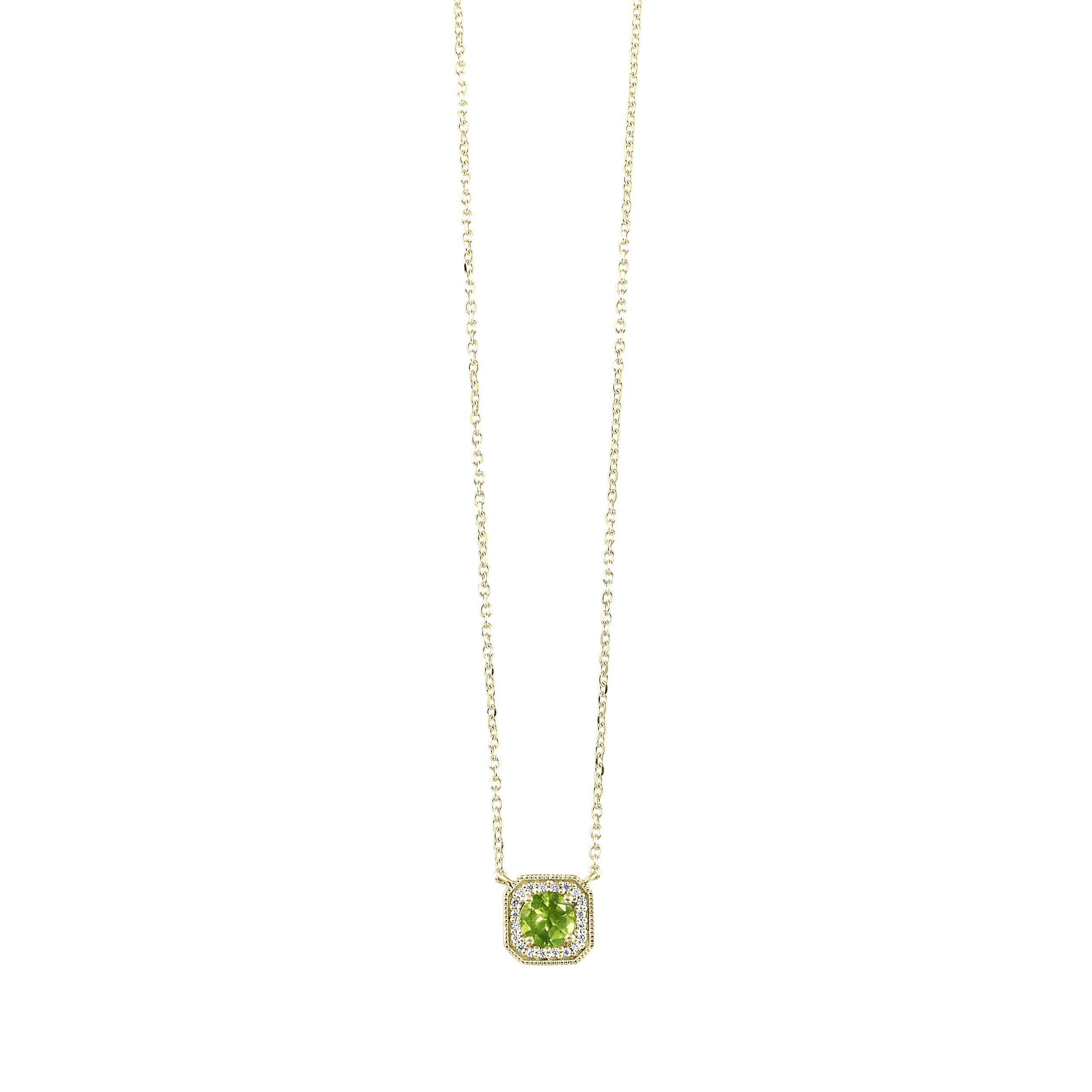 10K YG 1/15 ct. tw. Diamond Halo & 1/2 ct. tw. Peridot Pendant