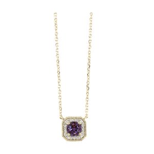 10K YG 1/15 ct. tw. Diamond Halo & 1/3 ct. tw. Syn Alexandrite Pendant