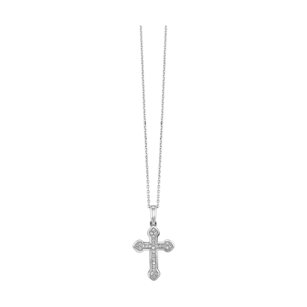 14K WG 1/10 ct. tw. Diamond Cross Perfect Love Fashion Pendant