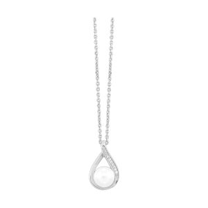 14K WG 1/50 ct. tw. Diamond & 1 1/2 ct. tw. Pearl Pendant