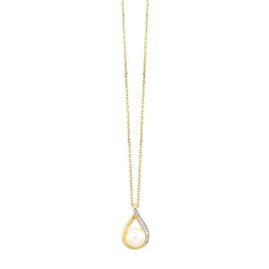 14K YG 1/50 ct. tw. Diamond & 1 1/2 ct. tw. Pearl Pendant