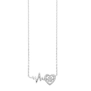 Silver 1/50 ct. tw. Diamond Heart Pendant