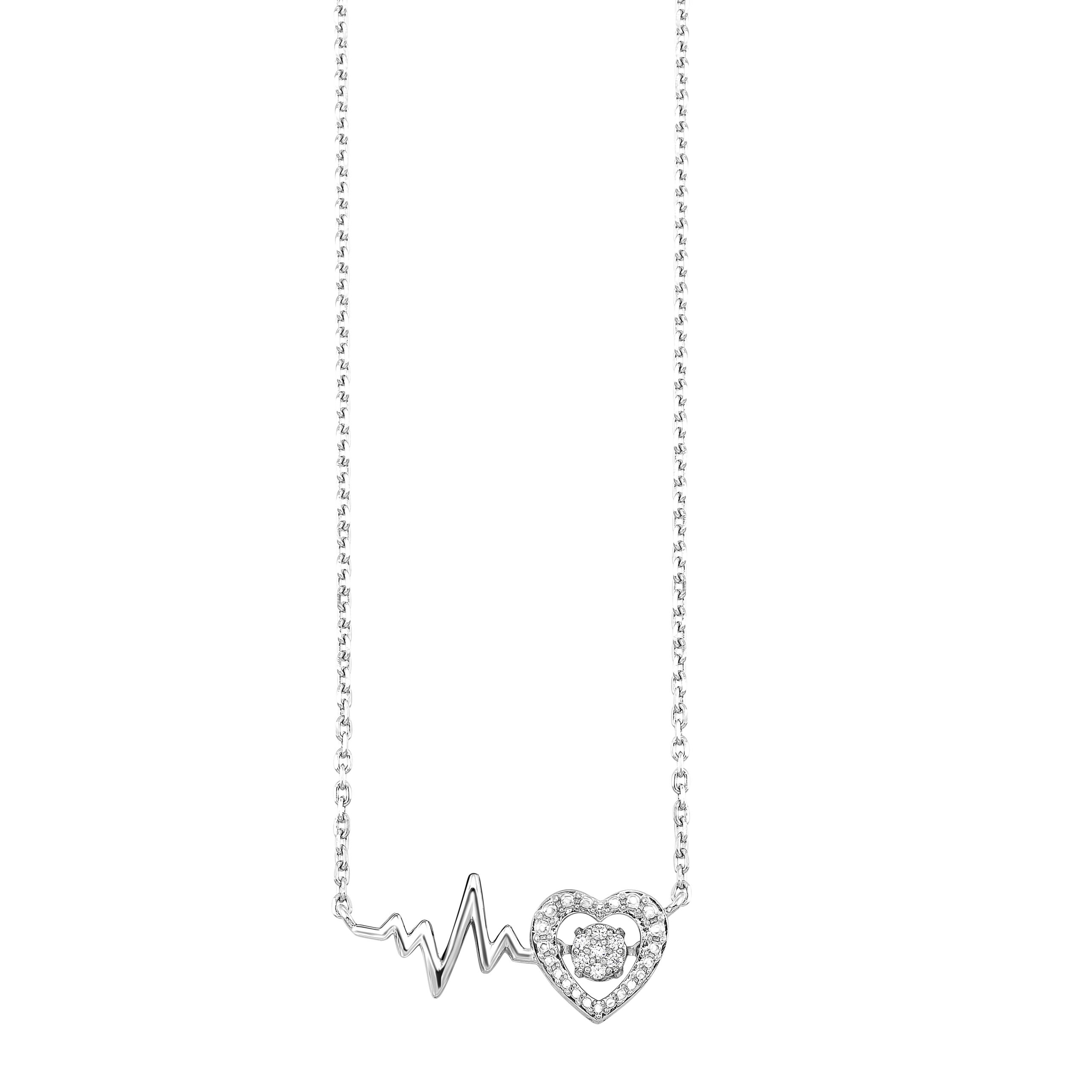Silver 1/50 ct. tw. Diamond Heart Pendant