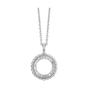 14K WG 1/20 ct. tw. Diamond Rope Circle Shape Pendant