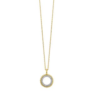 14K YG 1/20 ct. tw. Diamond Rope Circle Shape Pendant