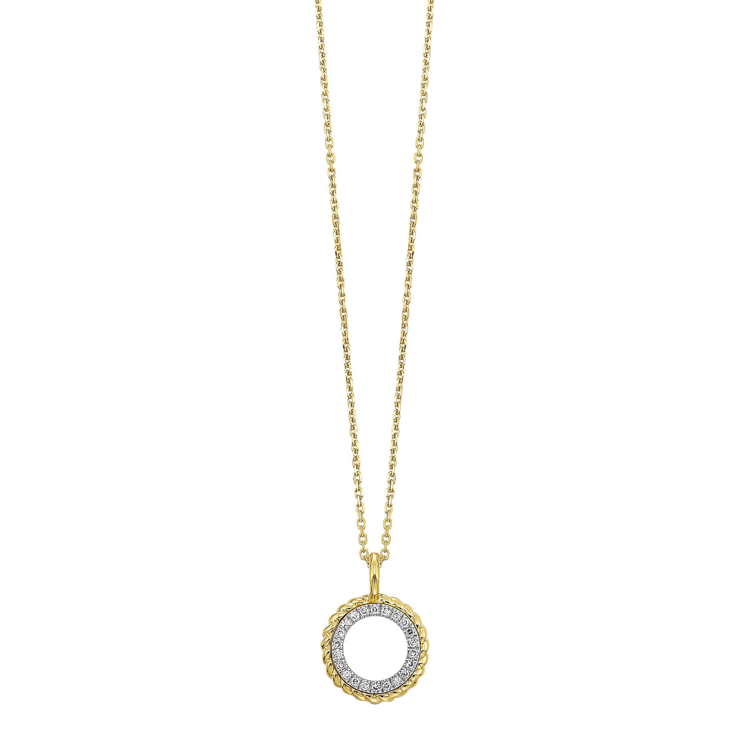 14K YG 1/20 ct. tw. Diamond Rope Circle Shape Pendant