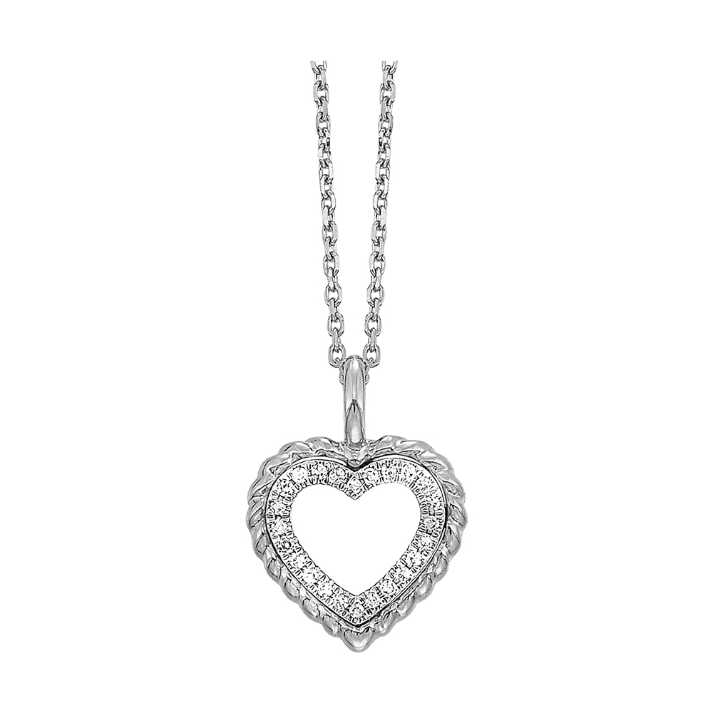 14K WG 1/20 ct. tw. Diamond Rope Heart Pendant