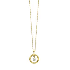 10K YG 1/8 ct. tw. Diamond Rope Circle Shape Shimmering Pendant
