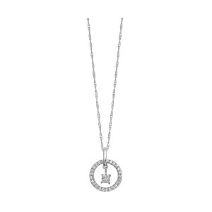 10K WG 1/5 ct. tw. Diamond Circle Shape Shimmering Pendant