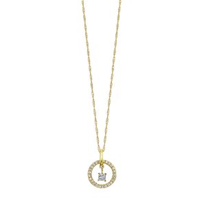 10K YG 1/5 ct. tw. Diamond Circle Shape Shimmering Pendant