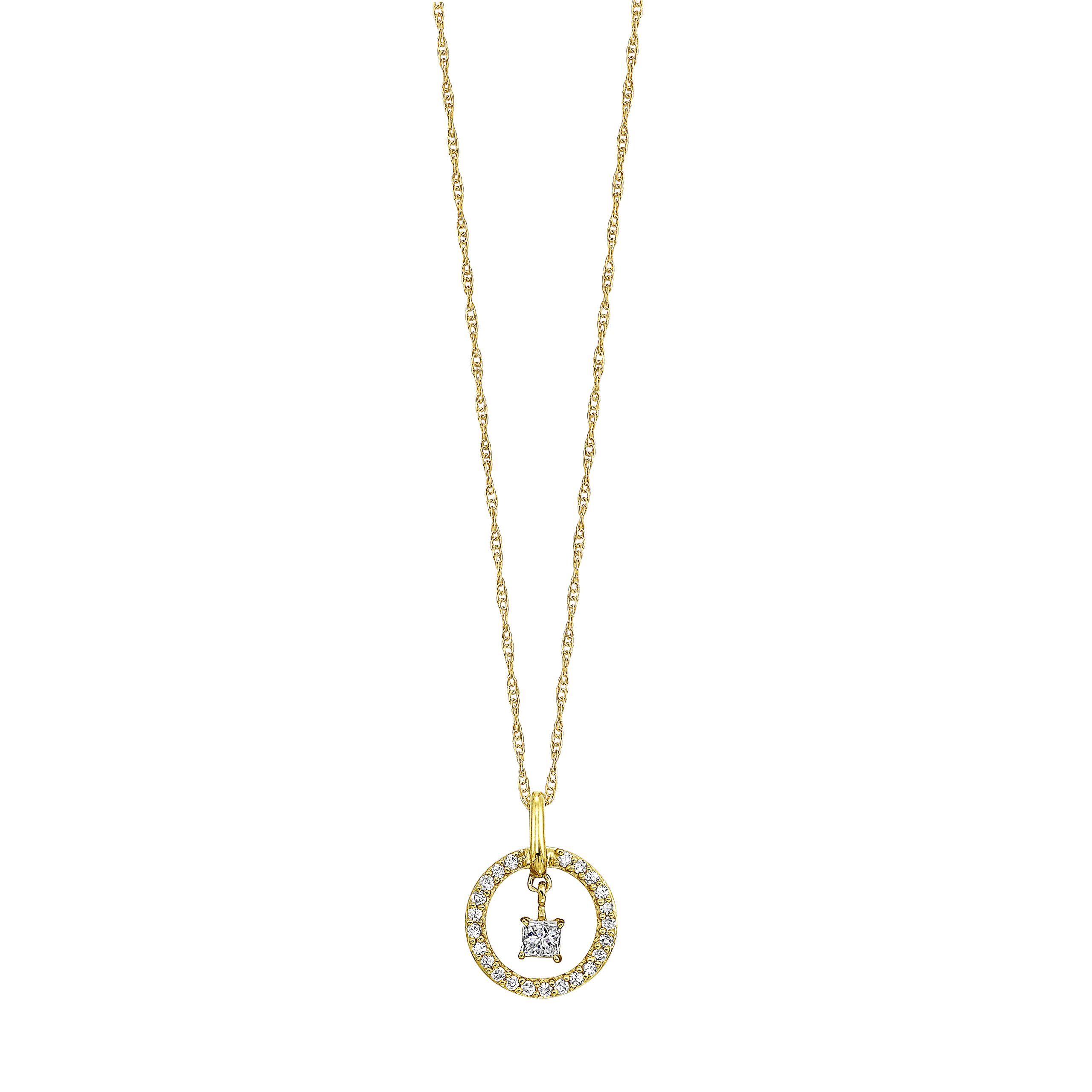 10K YG 1/5 ct. tw. Diamond Circle Shape Shimmering Pendant