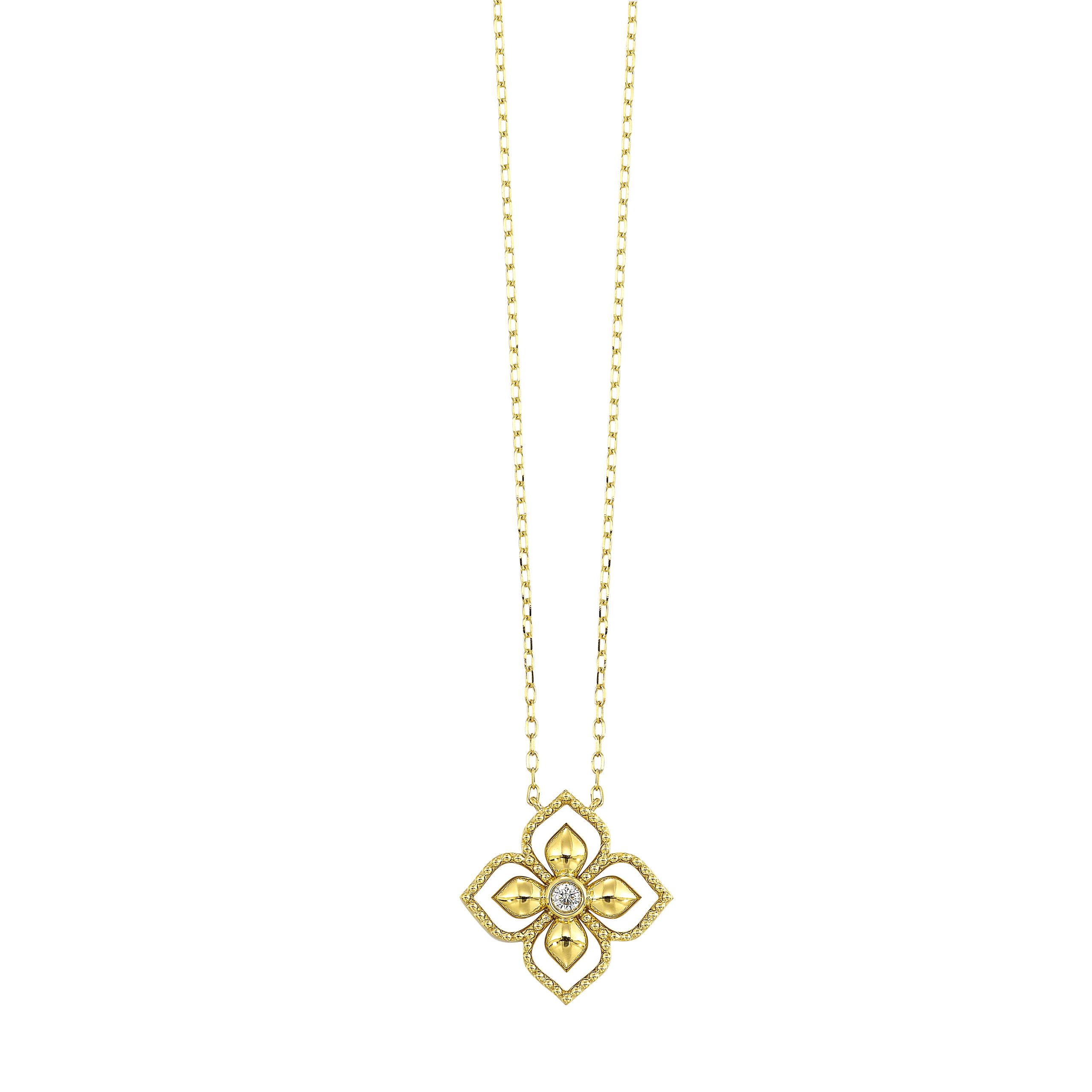 14K YG 1/25 ct. tw. Diamond Floral Pendant