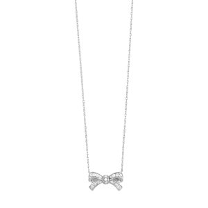 10K WG 1/7 ct. tw. Diamond Bow Pendant