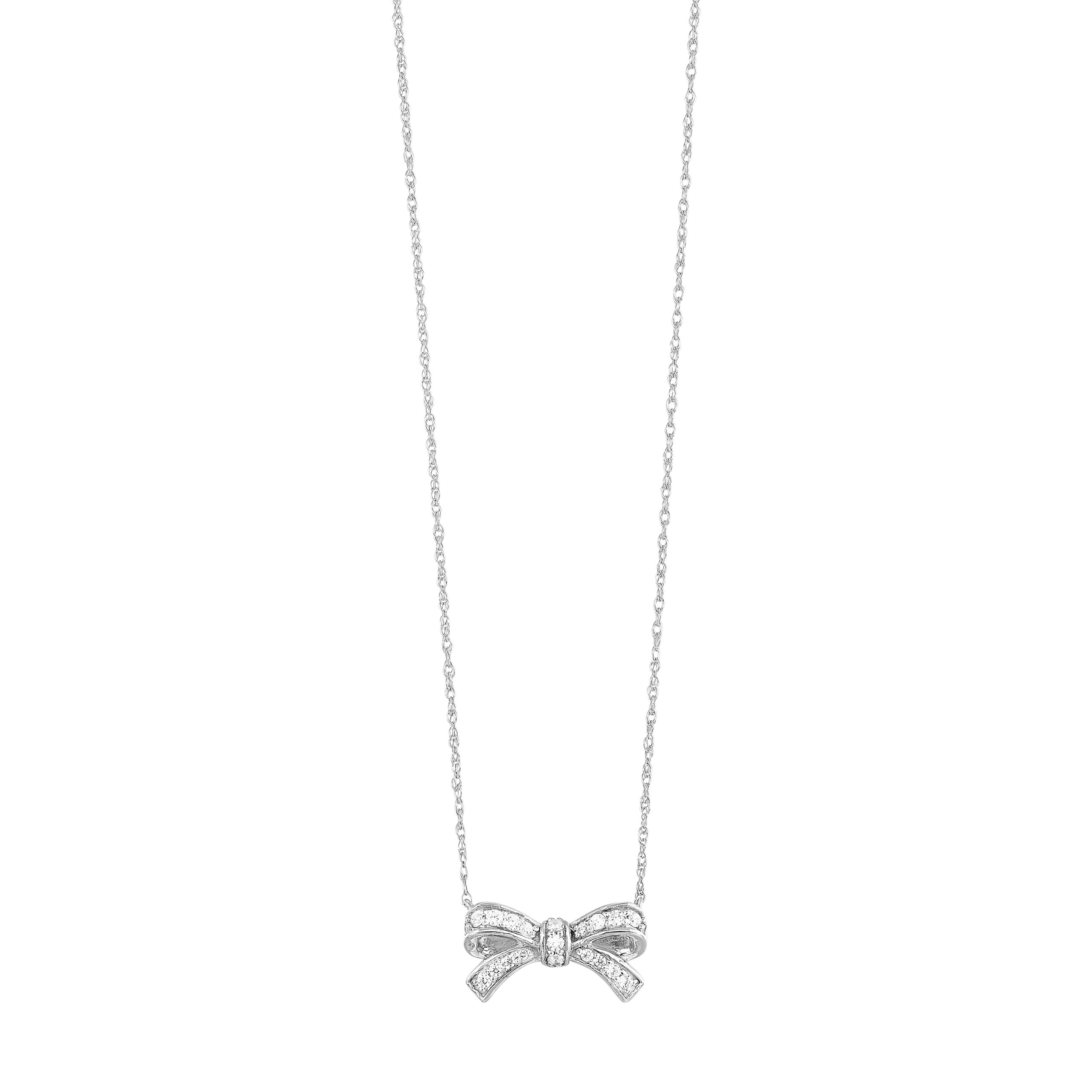 10K WG 1/7 ct. tw. Diamond Bow Pendant