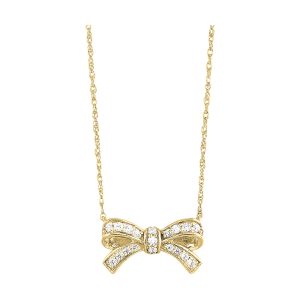10K YG 1/7 ct. tw. Diamond Bow Pendant