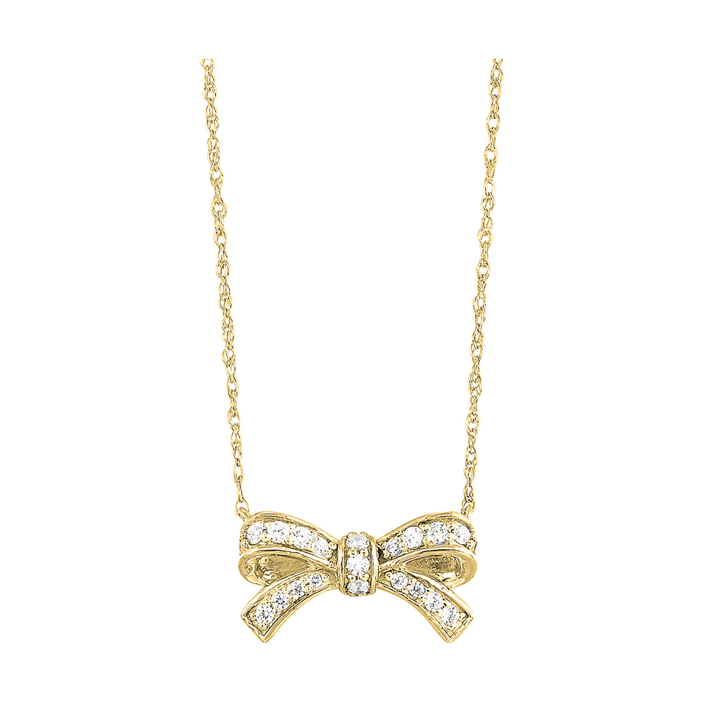 10K YG 1/7 ct. tw. Diamond Bow Pendant