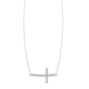 Silver 1/10 ct. tw. Diamond Cross Pendant Necklace