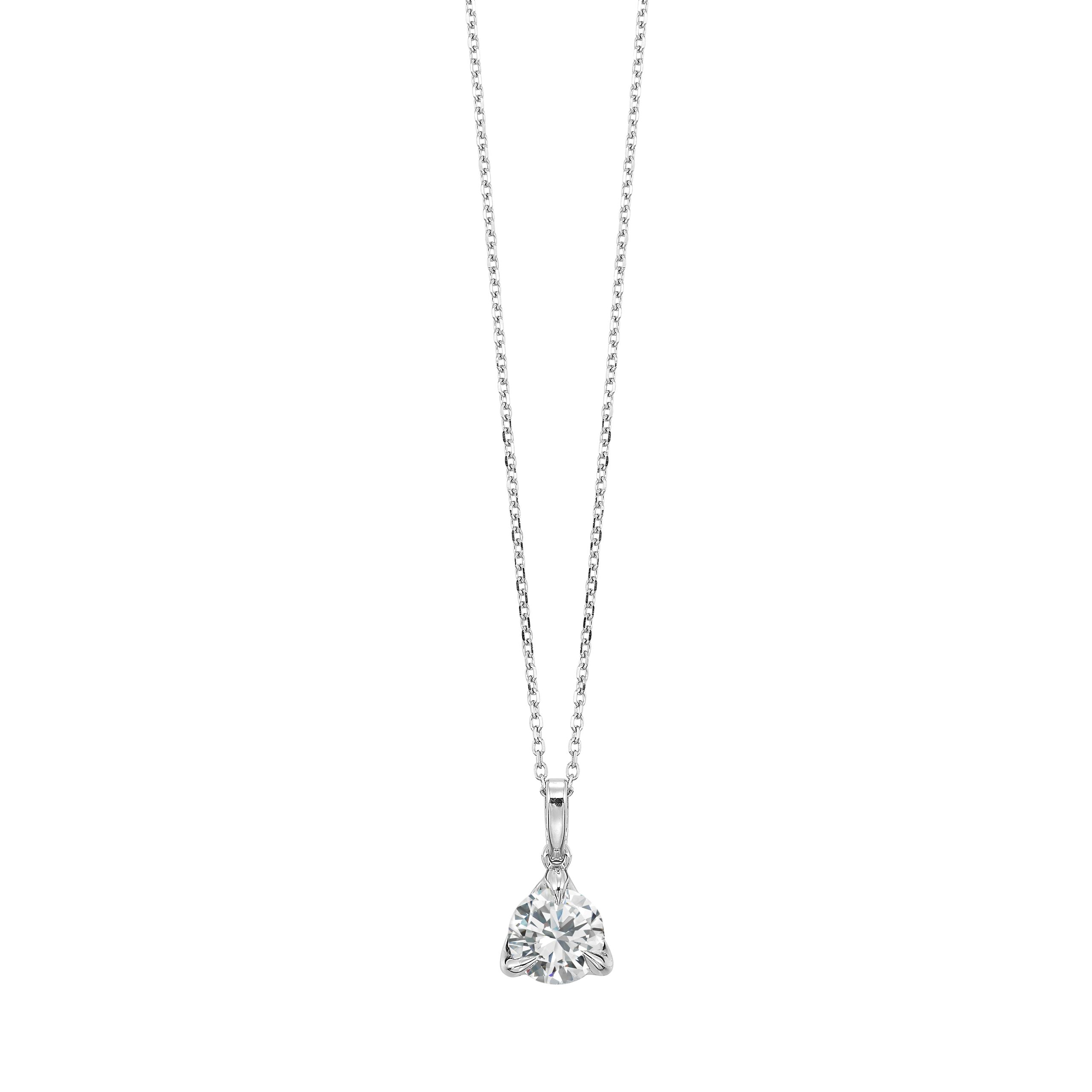14K WG 1.0 ct. tw. Diamond Three Prong Solitaire Pendant