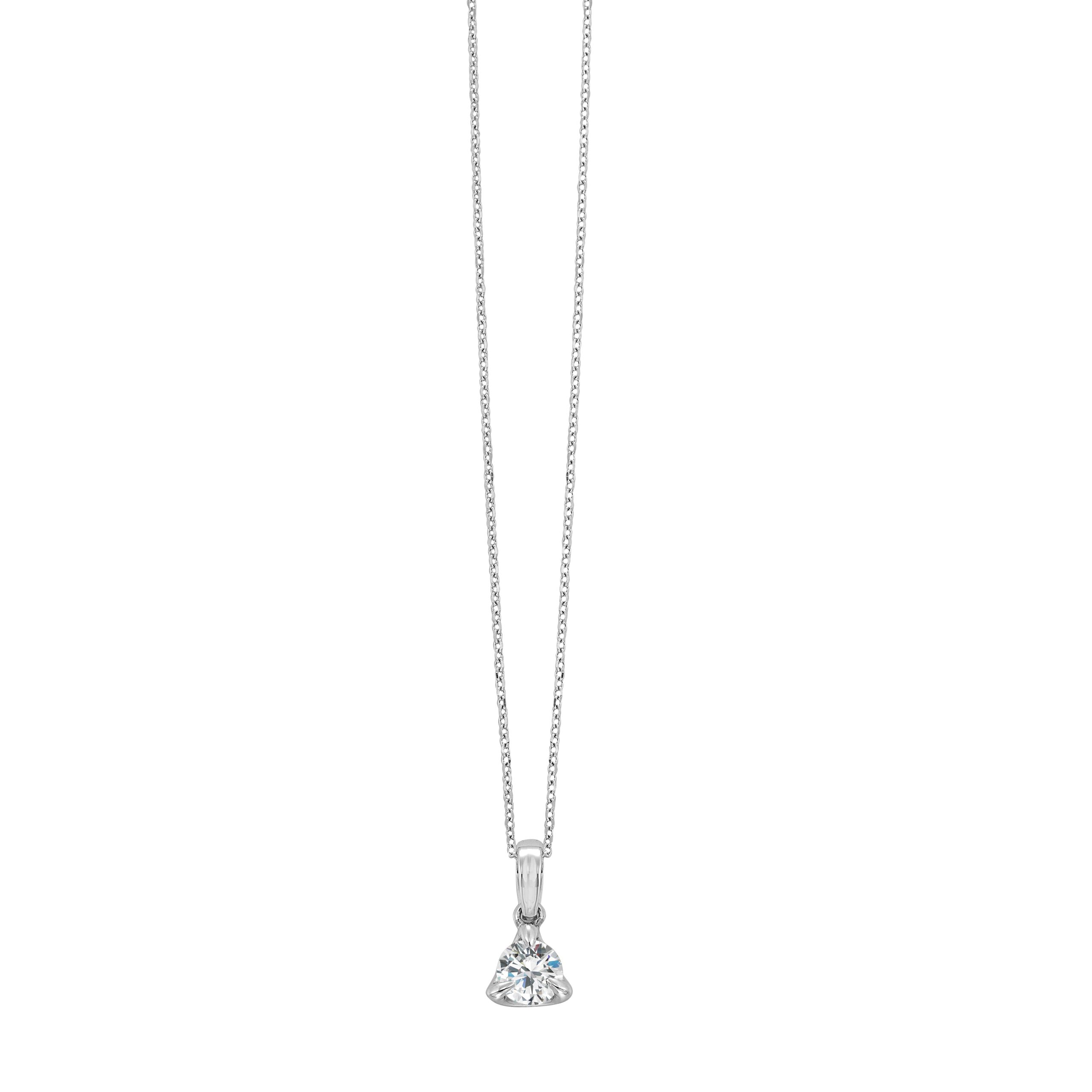 14K WG 1/4 ct. tw. Diamond Three Prong Solitaire Pendant
