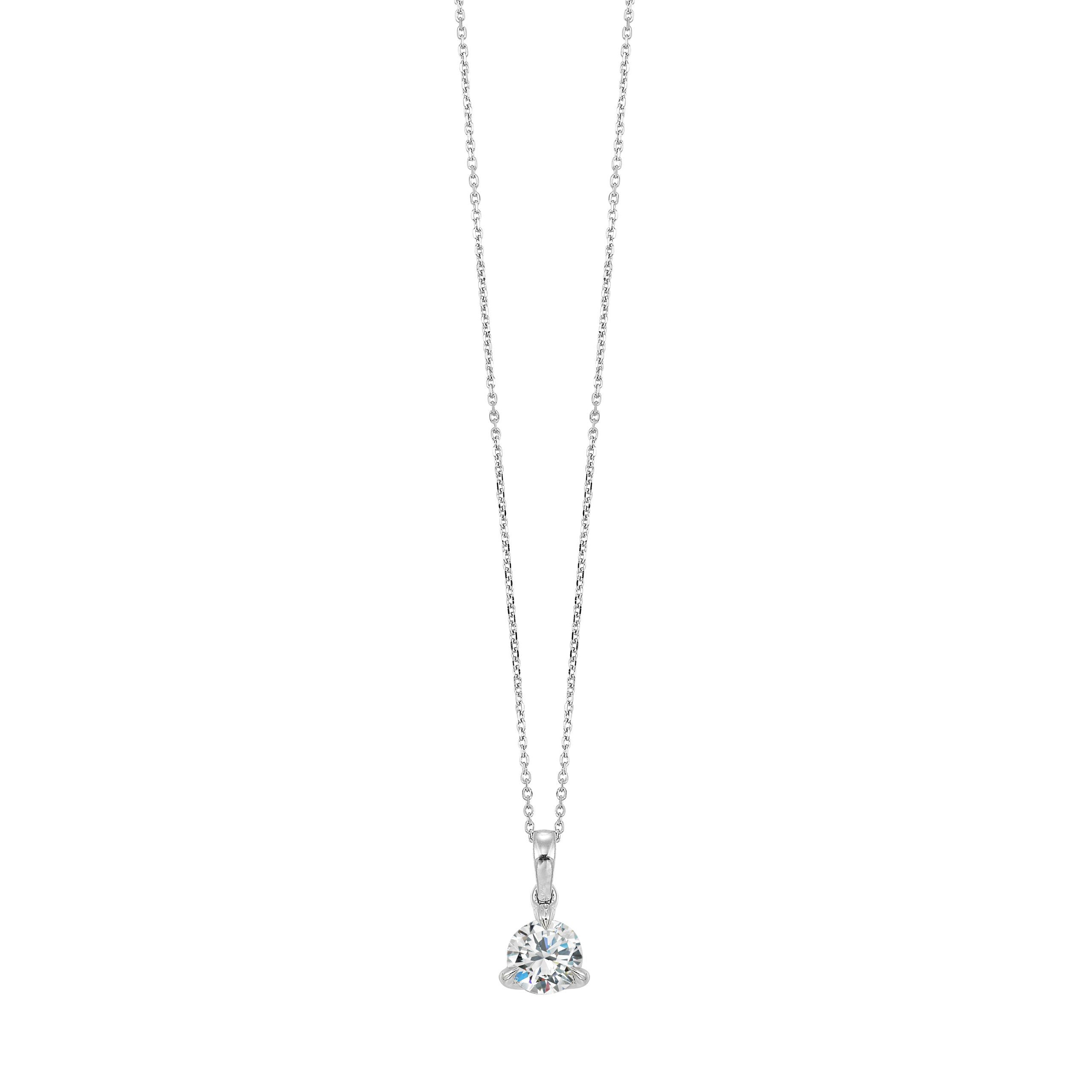 14K WG 1/2 ct. tw. Diamond Three Prong Solitaire Pendant