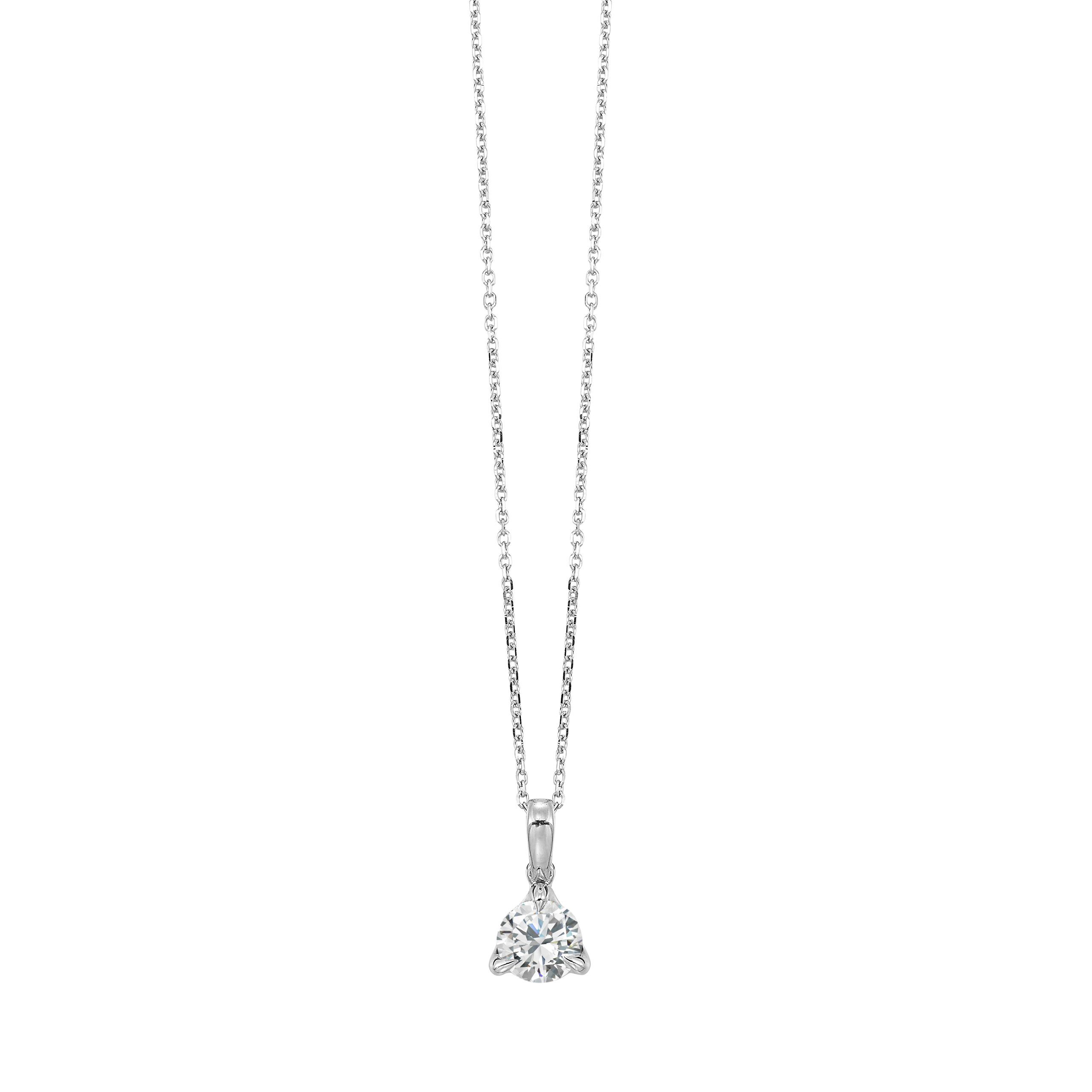14K WG 3/4 ct. tw. Diamond Three Prong Solitaire Pendant