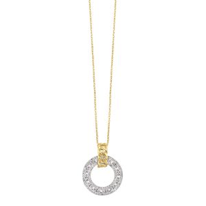 14K WYG 1/2 ct. tw. Diamond Mixed Metal Circle Shape Pendant