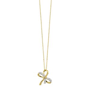 14K YG 1/10 ct. tw. Diamond Bow Pendant