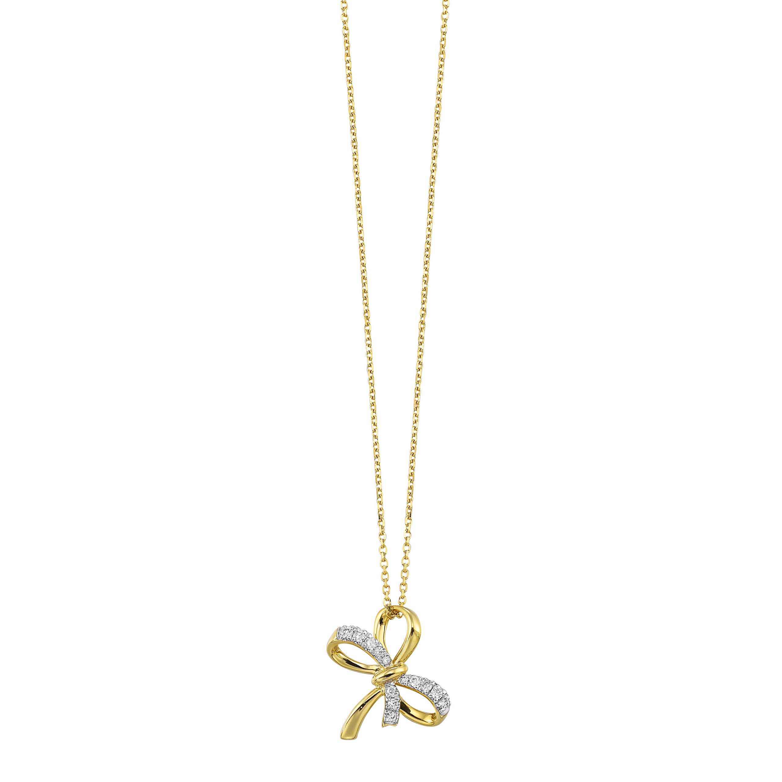 14K YG 1/10 ct. tw. Diamond Bow Pendant
