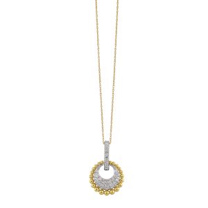10K YG 1/2 ct. tw. Diamond Pave Circle Shape Pendant