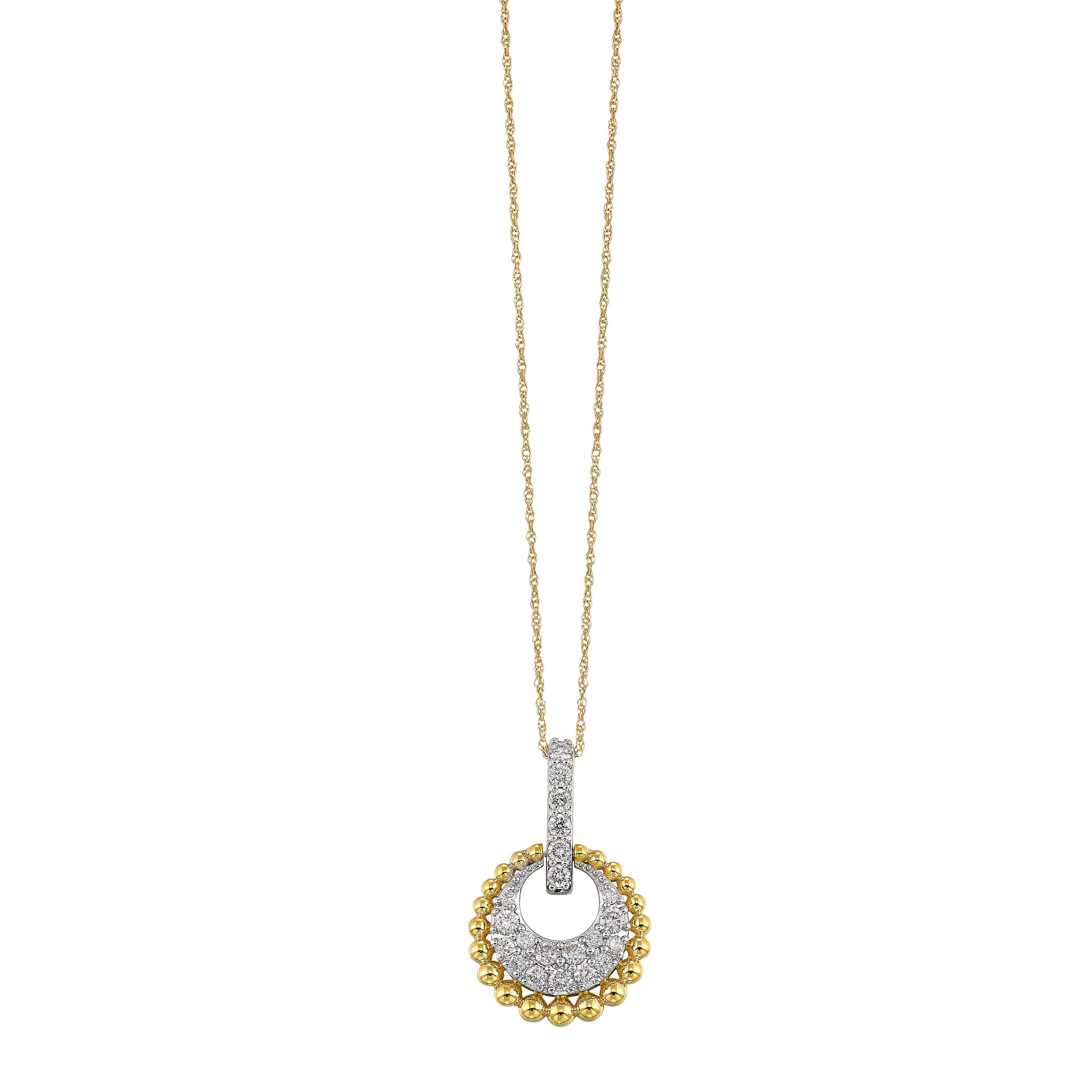 10K YG 1/2 ct. tw. Diamond Pave Circle Shape Pendant